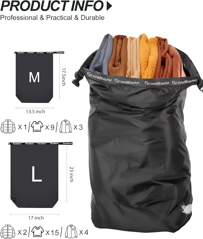 Travel Laundry Bag, Pump-Free Vacuum Compression Dirty Clothes Bag, Small - Image 2
