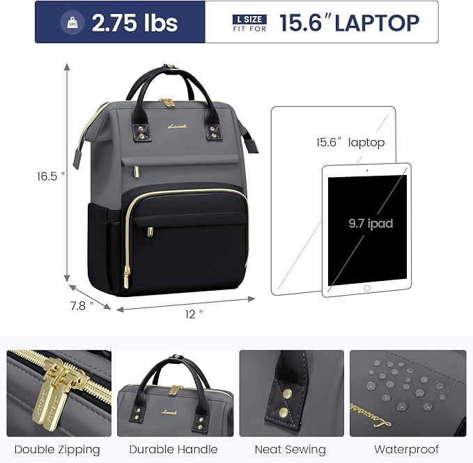 LOVEVOOK Leather Backpack for Women, 15.6 inch Leather Laptop Backpacks Women - Image 4
