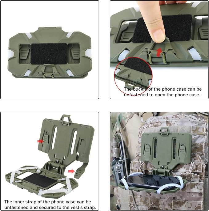 Phone Mount MOLLE Vest Plate Carrier Tactical Phone Holder, Quick Release Flip - Image 6