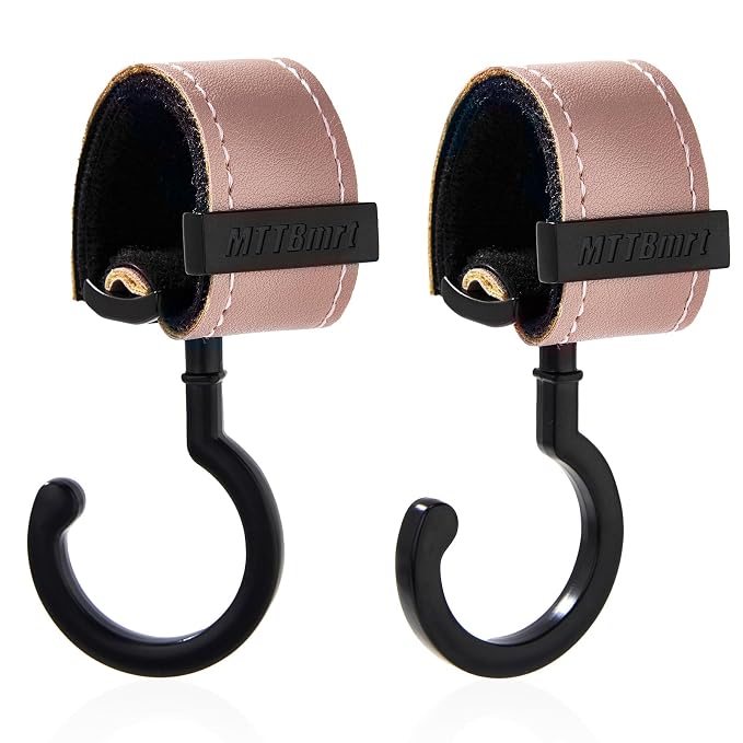 2 Pack Stroller Hooks, Strong Synthetic Leather Hook-and-Loop by MTTBmrt