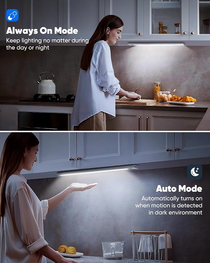 5-Pack 14“ Under Cabinet Lighting, Upgraded 3200mAh Rechargeable Under Cabinet - Image 5