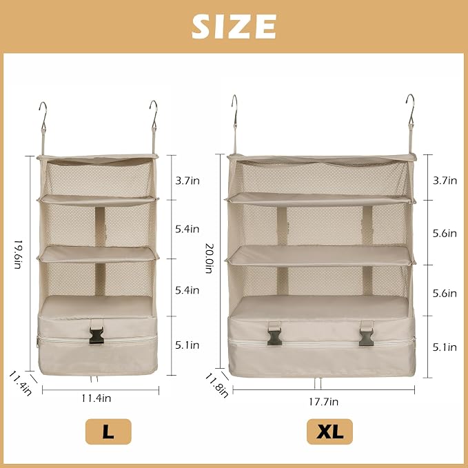 Surblue Hanging Closet Storage Bag Collapsible 3-Shelf Washable Oxford Fabric - Image 5