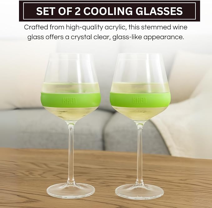 14oz Frozen Cooling Wine Glasses, 2 Set – Keep Drinks Cold Longer, Stemmed - Image 3