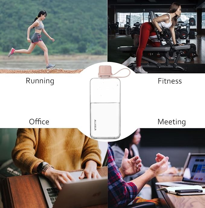 Portable Flat Water Bottle, BPA Free Reusable Tritan Plastic Travel Water - Image 5