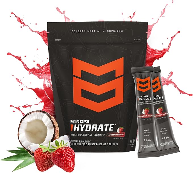 MTN OPS Hydrate Electrolytes Powder Drink Mix, 20 Single Serving On-The-Go - Image 3