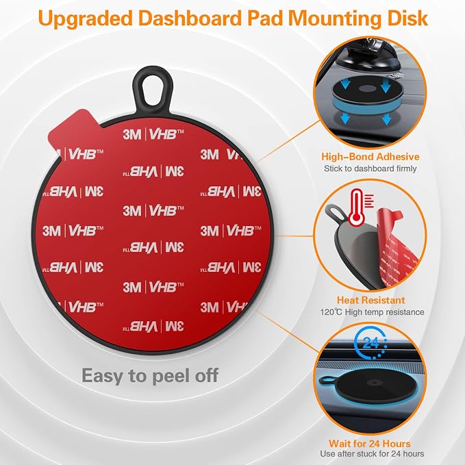 Dashboard Pad Mounting Disk for Suction Cup, 3.75” Large Plastic Extra Strong - Image 8