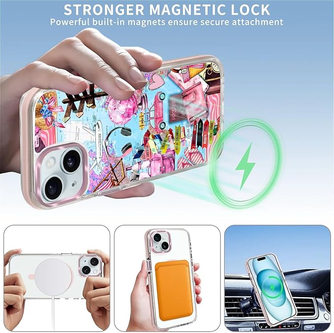 Case for iPhone 14 Plus/15 Plus, Cover Holiday Trip World Map Phone Case - Image 3