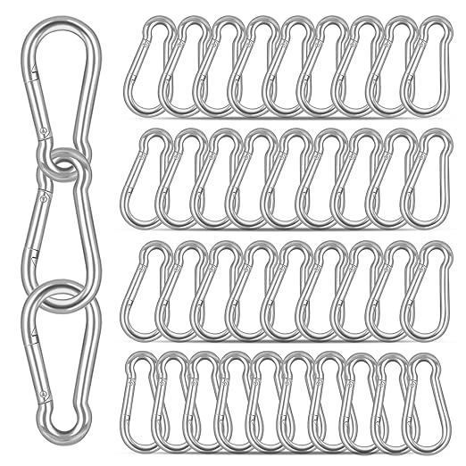40PCS M5 Heavy Duty Carabiner Clip, 2Inch Snap Hook Quick Link Small Carabiner by XHAMXE