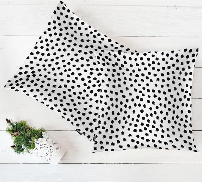 Swono Polka Dots Decorative Throw Pillow Covers Pack of 2, Abstract Messy Black - Image 5