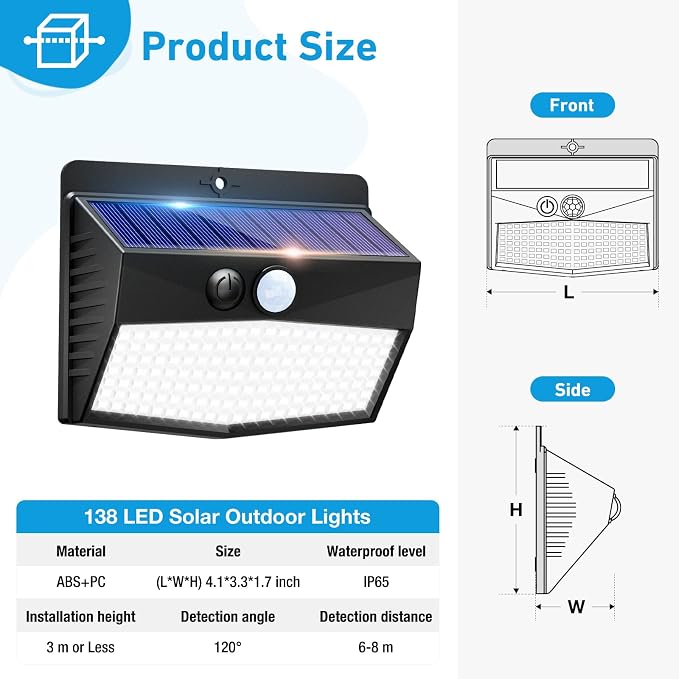 Peasur 1 Pack Solar Motion Lights Outdoor, Solar Security Light - Image 6