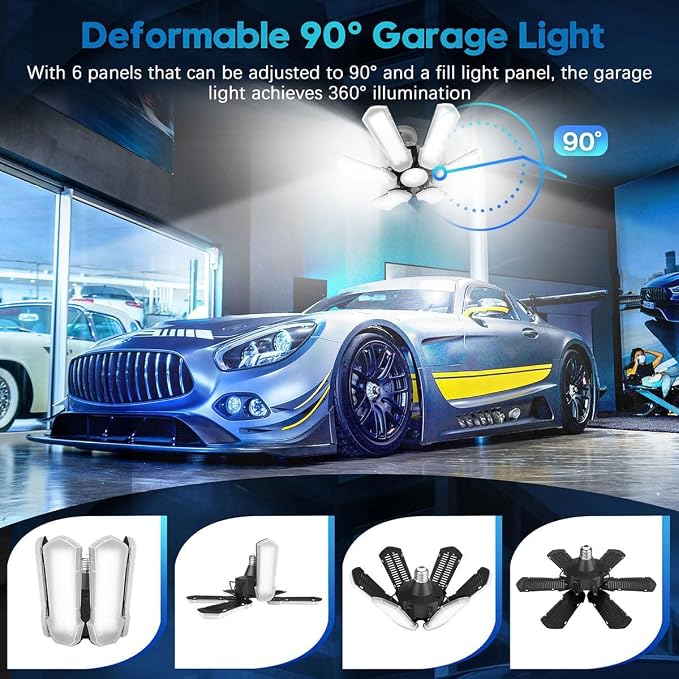 TANBABY 1 Pack LED Garage Lights, 150W Deformable Garage Light Bulb, 15000LM - Image 3