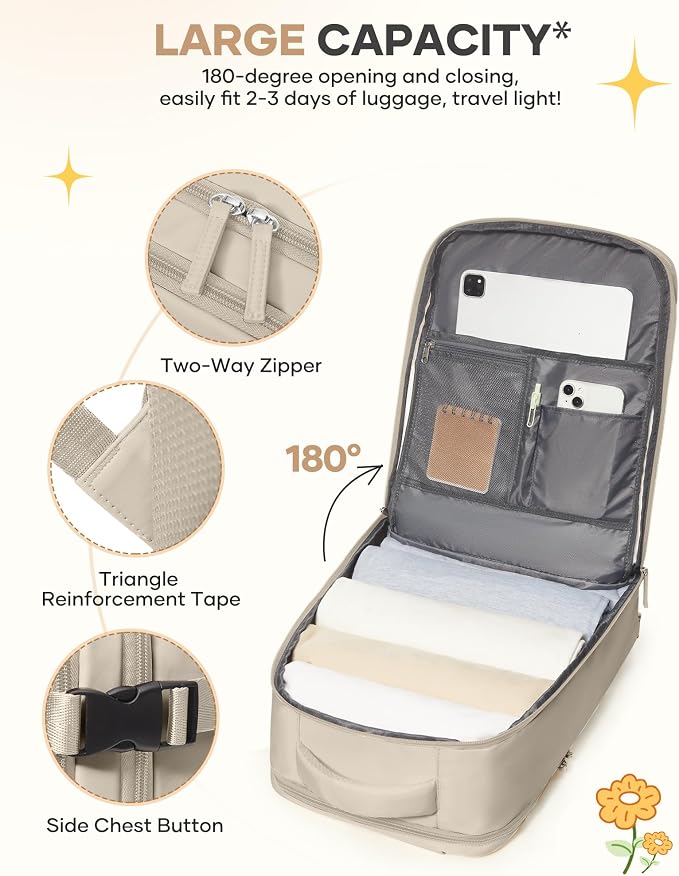 coofay Large Travel Backpack For Women Men Airline Approved Carry On Backpack - Image 5