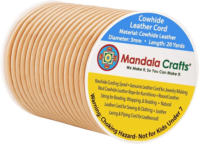 Mandala Crafts Round Genuine Beige Leather Cord by MandalaCrafts