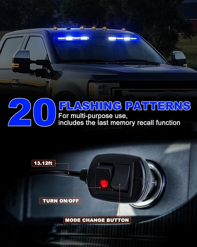 HLauto 6Z4J Emergency Dash Strobe Lights: 2x16.8 inch Blue White Safety Lights - Image 4
