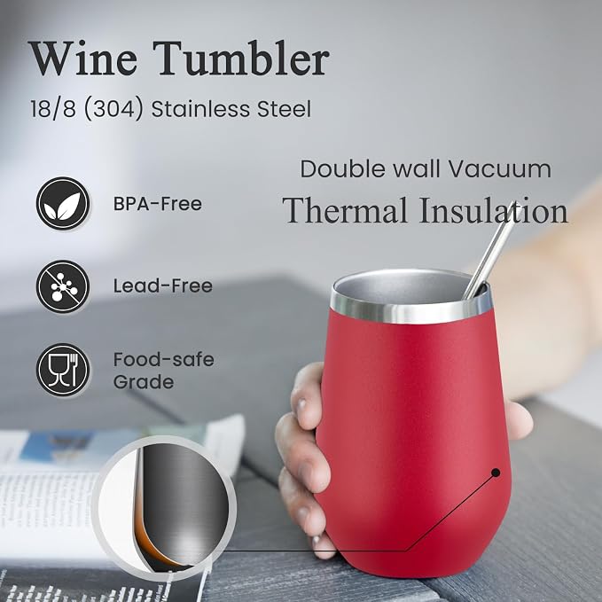 MEWAY Durable 12oz Stainless Steel Wine Tumbler - Image 2