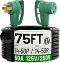 POWGRN NEMA 14-50P to NEMA 14-50R 50 Amp RV/EV Extension Cord 75 FT Outdoor by POWGRN