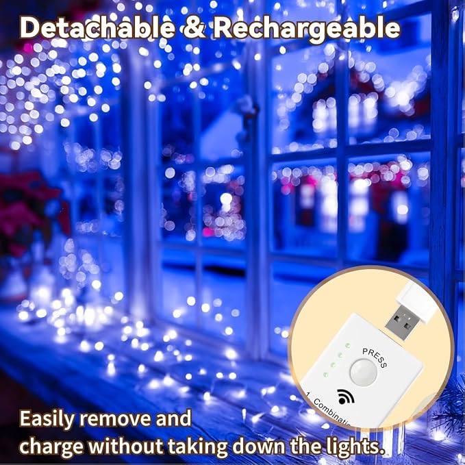 HXWEIYE Rechargeable Fairy Lights Battery Operated, DIY Timer & 8 Modes - Image 5