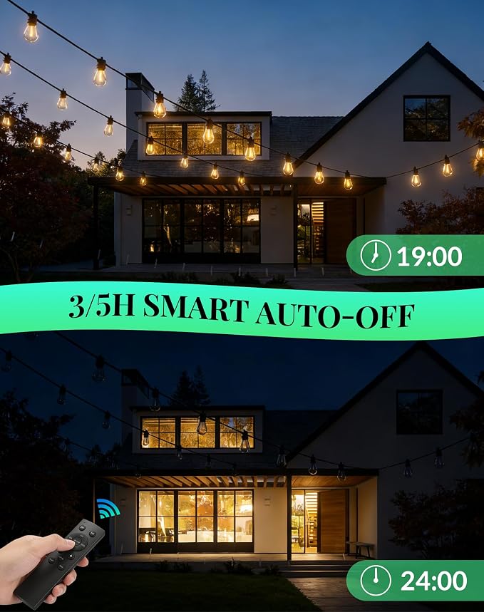 Outdoor String Lights LED Patio-Light - 65Ft Outside Waterproof Dimmable Porch - Image 4