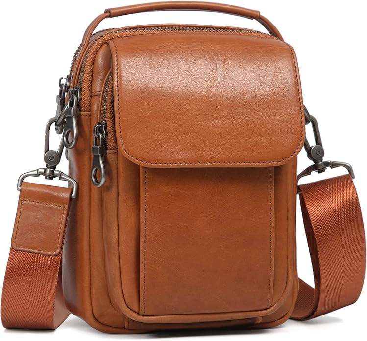 Augus Leather Small Messenger Bag by Augus