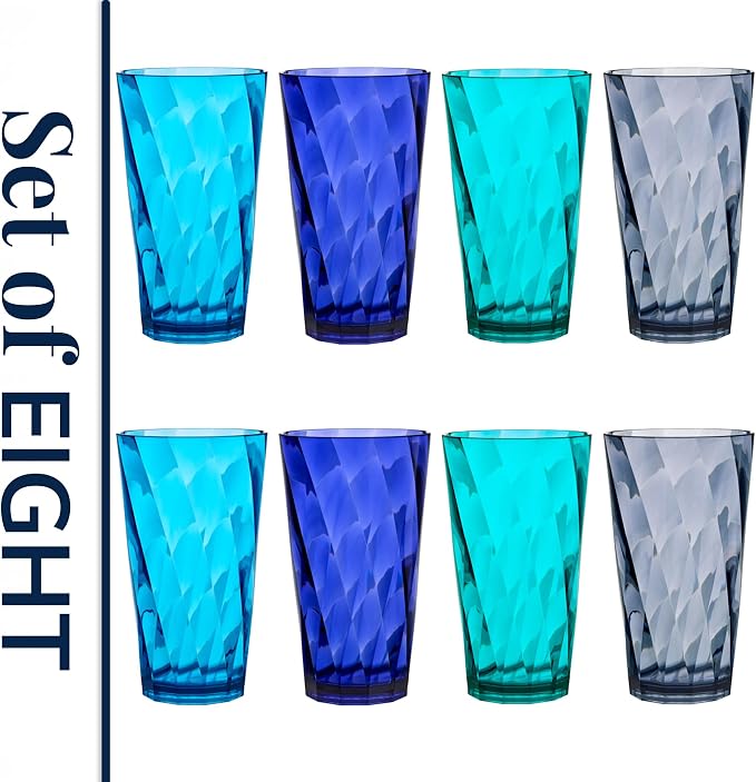 US Acrylic Optix Plastic Reusable Drinking Glasses 20oz Water Cups in Coastal - Image 8