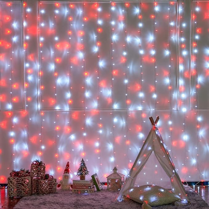 JMEXSUSS 300LED Red and White Christmas Curtain Lights - Image 7