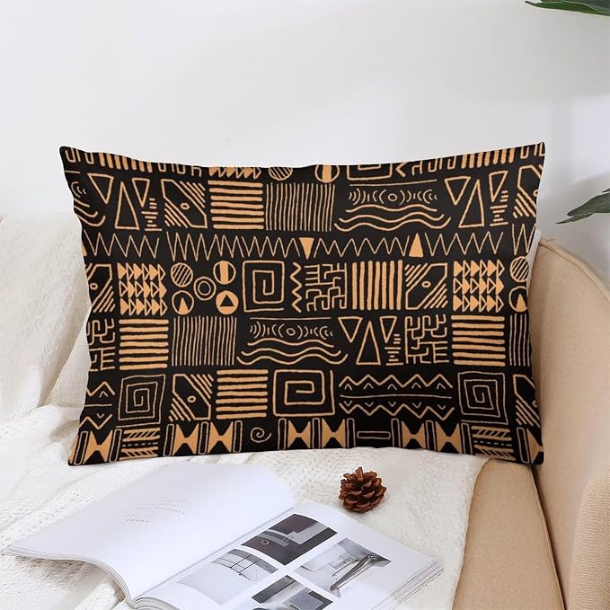 African Ethnic Pattern Throw Pillow Covers Set of 2 Queen Size Abstract Tribal - Image 4