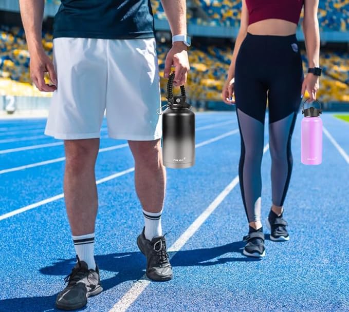 Water Bottle Insulated 32oz 40oz 64oz 128oz Straw Lid Spout Lid & 3 Lids - Image 8