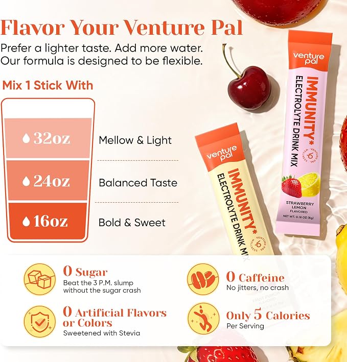Venture Pal 2-in-1 Hydration + Immune Electrolytes Powder Packets - Image 7