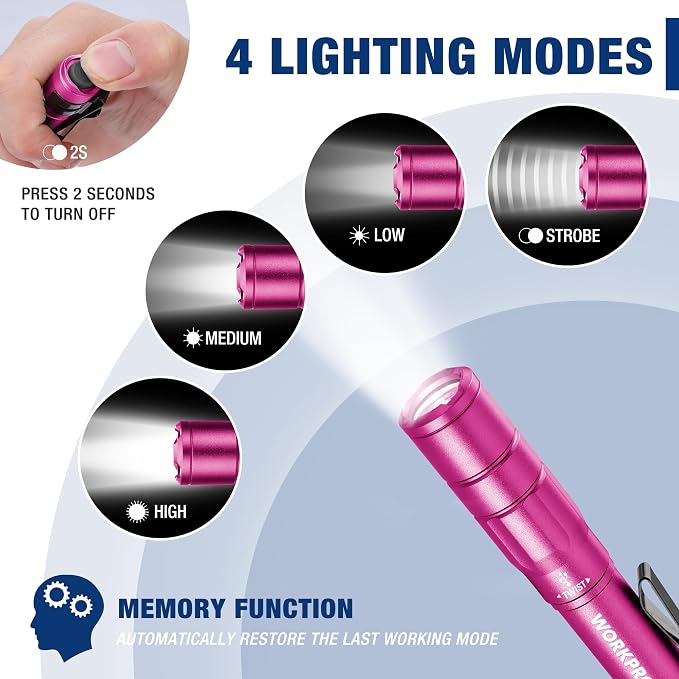 WORKPRO Rechargeable Pen Light, Mini Flashlight, 2 Pack Ultra-Compact EDC - Image 4