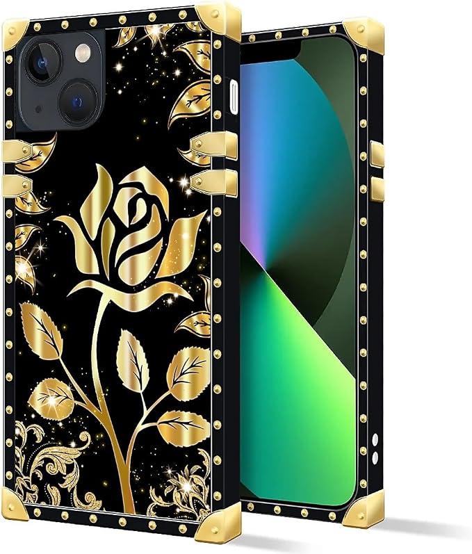 Compatible with iPhone 13 Case, Shine Gold Rose Luxury Golden Decoration - Image 2
