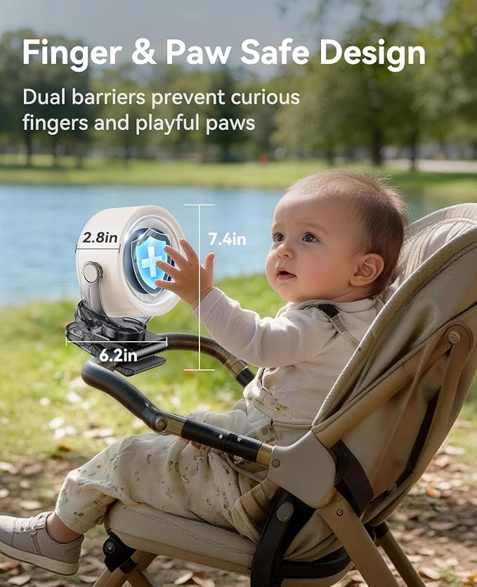 KIMMOO 4000mAh Rechargeable Portable Clip on Fan-100-Speed Touch Control - Image 8