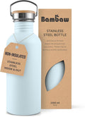 Bambaw 1 Litre Stainless Steel Water Bottle, Light Blue Water Bottle, BPA-Free by Bambaw