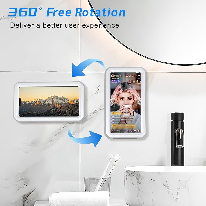 Shower Phone Holder Waterproof, 480° Rotatable, Compatible - Image 4