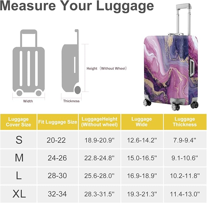 ANNA QUEEN Purple Marble Luggage Cover, Elegant Abstract Art Suitcase Protector - Image 5