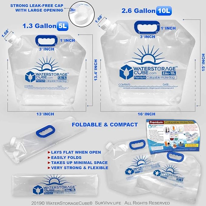 WaterStorageCube Premium Collapsible Water Container Bag, BPA Free Food Grade - Image 3
