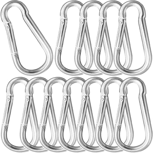 12 Pack 4.7" Heavy Duty Carabiner Clips, M12 Sliver Galvanized Steel Spring by SEUNGCH