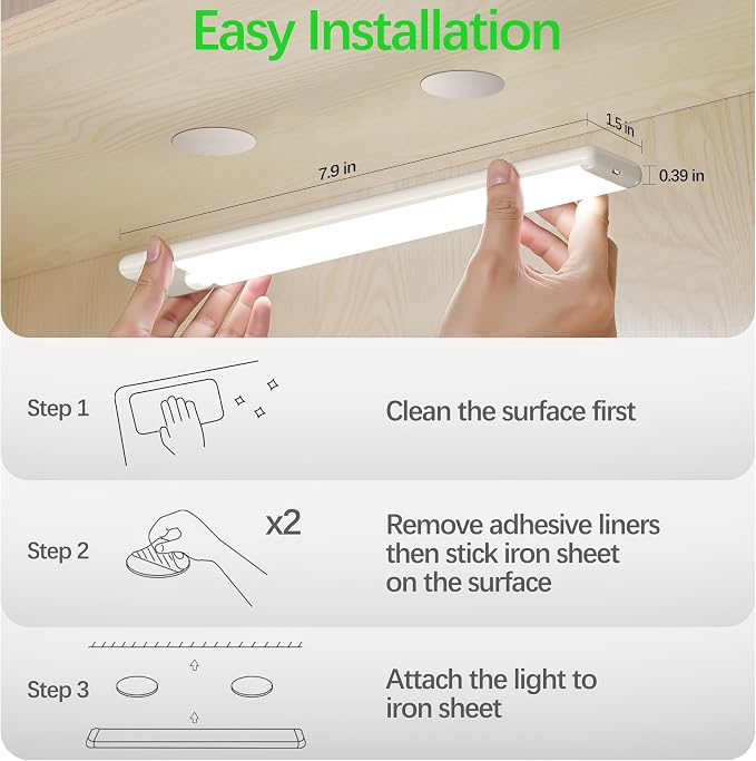 Motion Sensor Under Cabinet Lights, Magnetic Rechargeable Under Counter Closet - Image 3