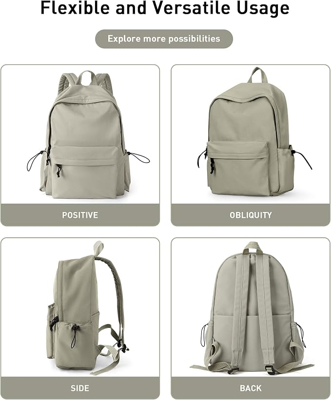 BJLFS Green School Backpack for Girls Water Resistant High School Book Bag - Image 5
