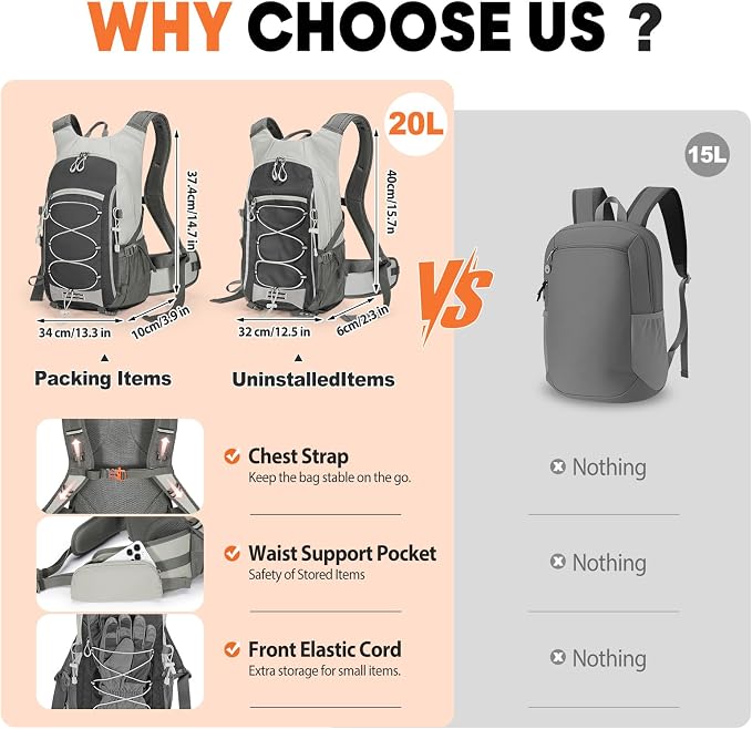 25L Hiking Backpack with Rain Cover Lightweight Hiking Daypack - Image 5