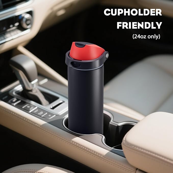 POWCAN 24 oz Stainless Steel Water Bottle: 2-in-1 Push-Button Spout & - Image 5