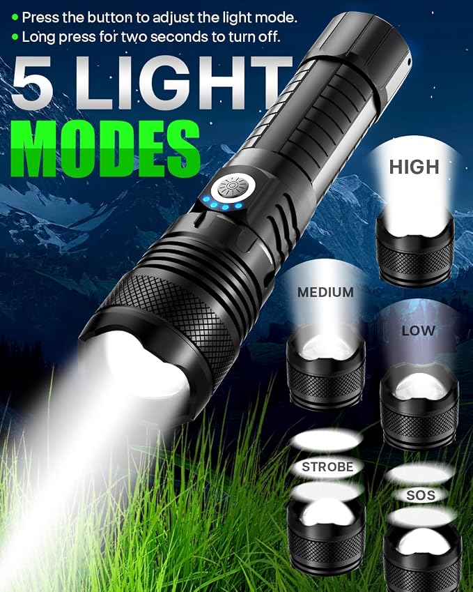 Victoper LED Flashlights, High Powered High Lumens Super Bright Tactical - Image 3