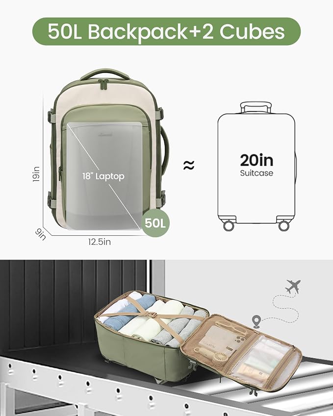 LOVEVOOK 50L Travel Backpack for Women & Men, Airline Approved Carry On Backpack - Image 5