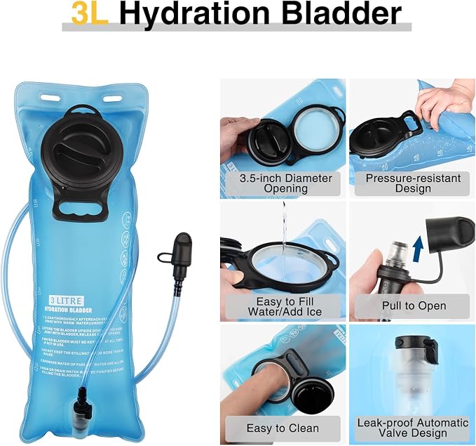 CVLIFE Hydration Backpack with 3L TPU Tactical Water Bladder, 22L Hiking - Image 3