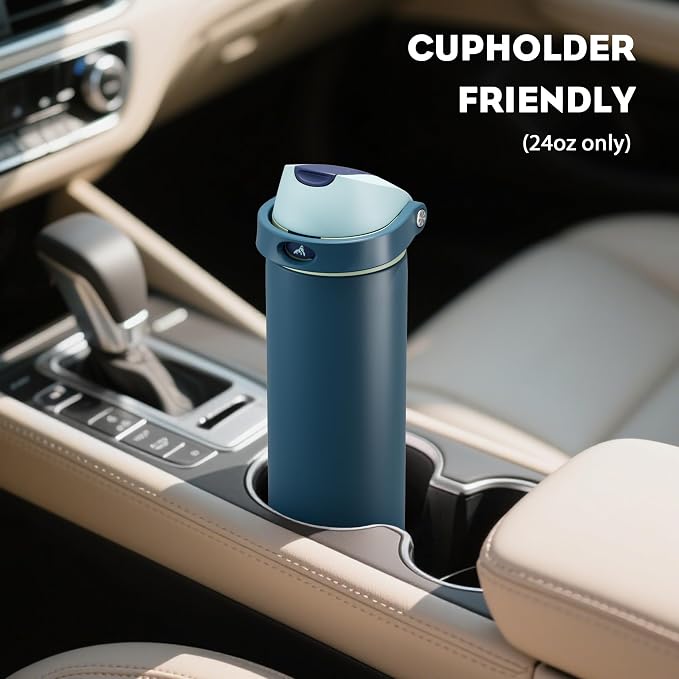 POWCAN 24 oz Insulated Stainless Water Bottle: 2-in-1 Push-Button Spout & - Image 5