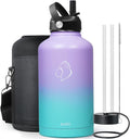 BUZIO 64oz Insulated Water Bottle Stainless Steel Double Wall Leak Proof Half by BUZIO