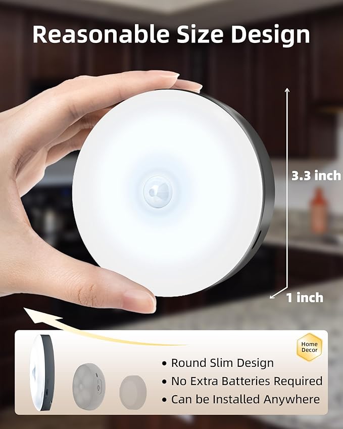 EZVALO Under Cabinet Lighting, 1000mAh Rechargeable Puck Lights - Image 2