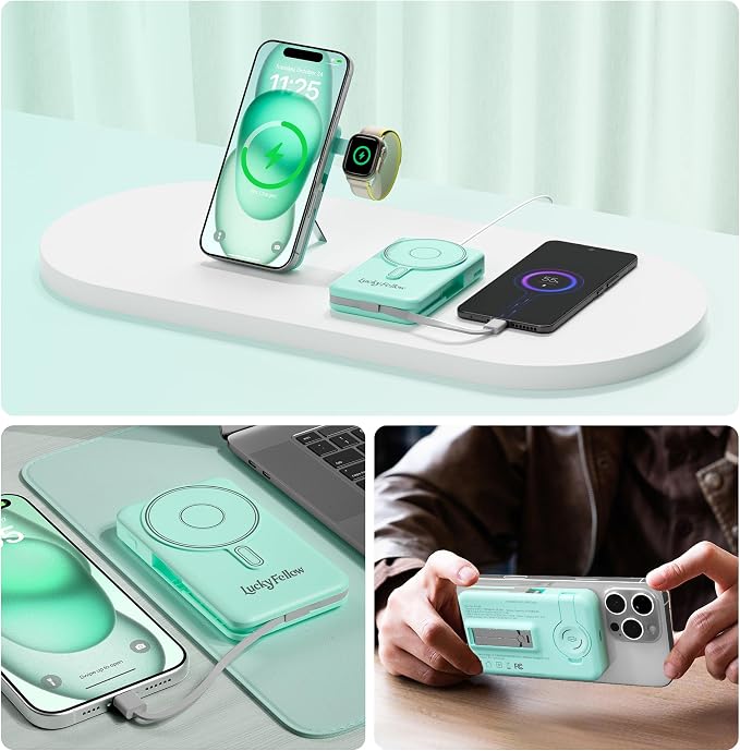 Magnetic Portable Charger Built-in Cables, 10000mAh Fast Charging Wireless - Image 9