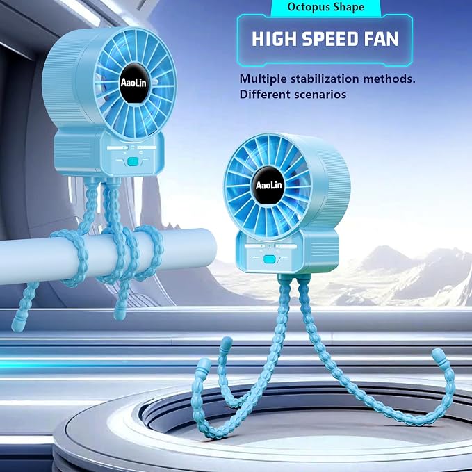 multifunctional USB rechargeable portable stroller small fan 4 speed 6600rpm - Image 2