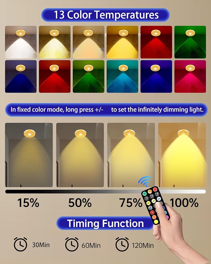 LED Puck Lights with Remote, 2000mAH Battery Operated, Rechargeable Shelf Light - Image 4