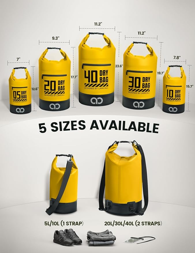 Lamicall Small Dry Bag, Waterproof Bag - 5L/10L/20L/30L/40L Water Proof Bag - Image 2